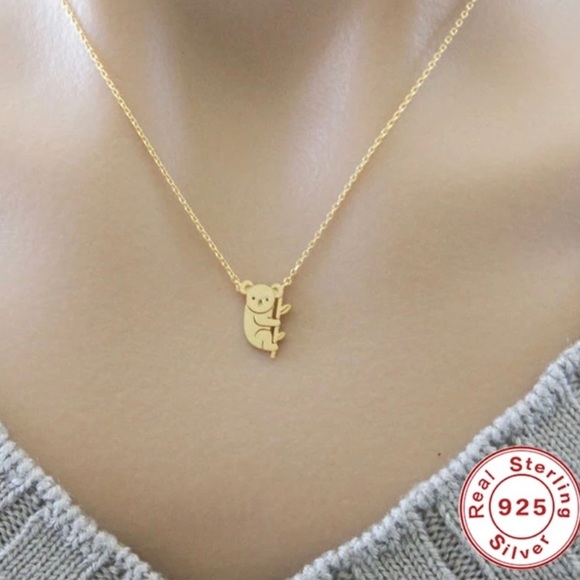 Koala Bear Charm Gold Plated S925 Silver Necklace - Picture 1 of 6